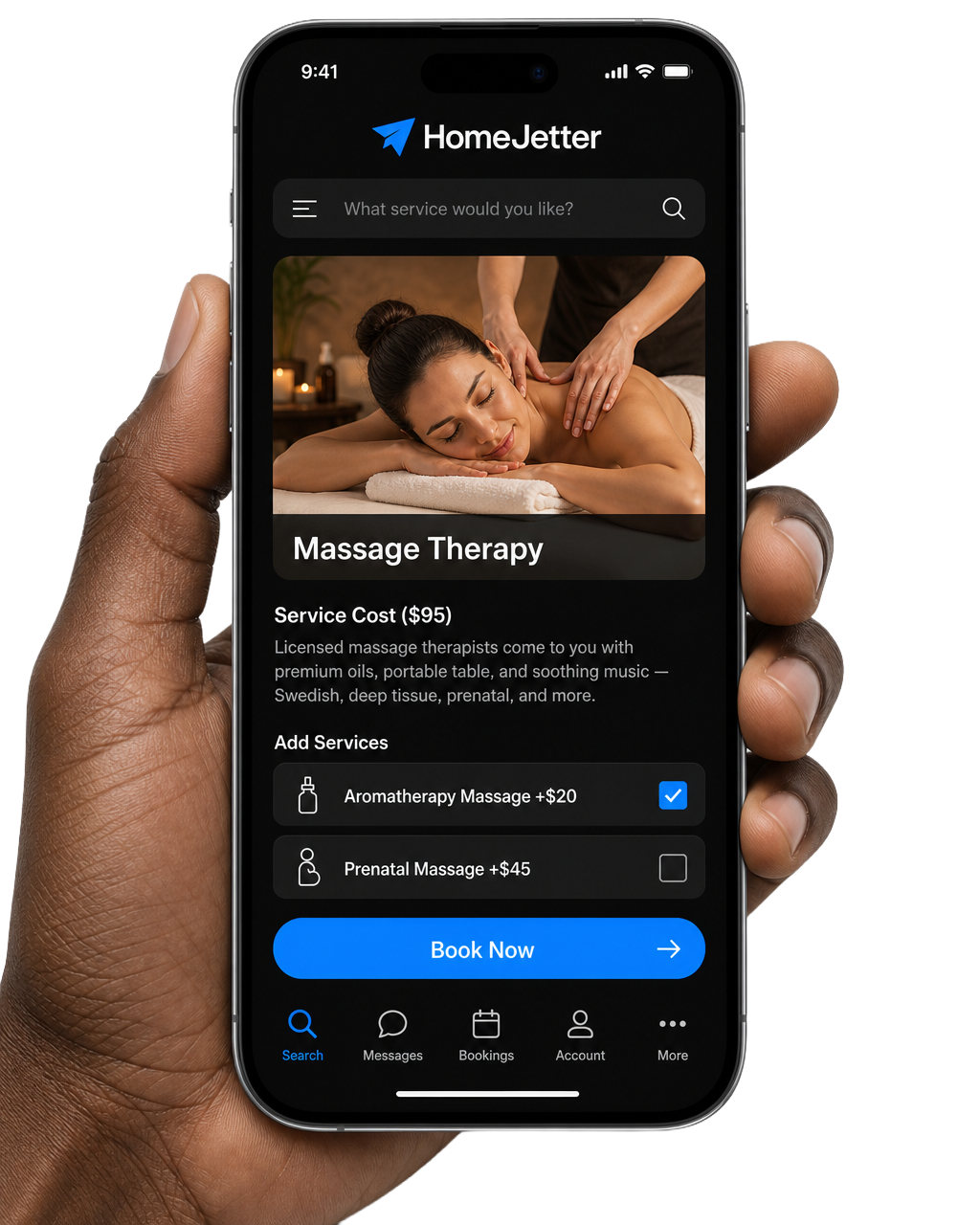 HomeJetter App Mockup on iPhone